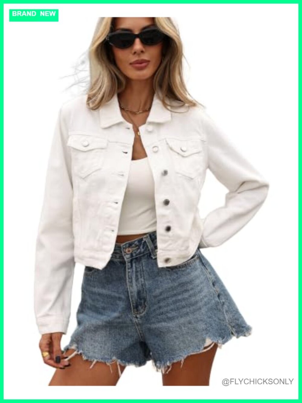Cropped Denim Jean Jacket Button Down Long Sleeve Pockets